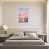 Beach Sunset Wall Art Ocean Coastal Scenery Wall Decor Seascape Picture Canvas Landscape Painting Print Framed Artwork Decorations for Living Room Office Bedroom Kitchen 16"x24"