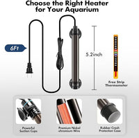 Orlushy 25W Submersible Small Fish Tank Heater with Free Thermometer, Preset Temperature 78℉ Aquarium Heater for 1-5 Gallon Freshwater & Saltwater Tank