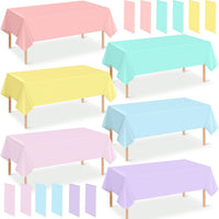 4Pcs Pastel Tablecloths, Mix Color Plastic Tablecloth Disposable Rectangle Table Covers for Baby - Pastel Rectangle / 12pcs