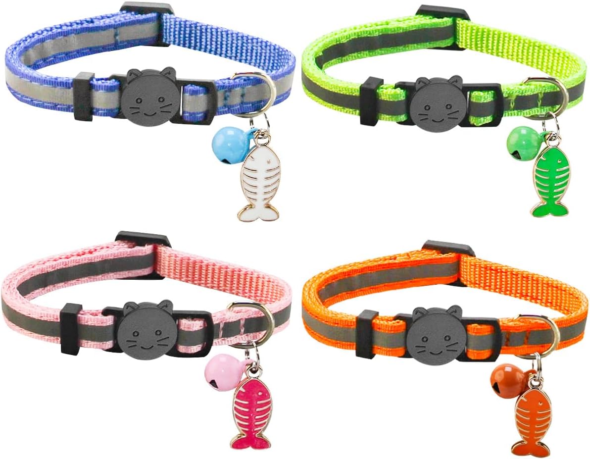 Yizepet Cat Collars with Bells, Breakaway Kitten Collar - blue