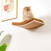 Curved Cat Shelves and Perches - Wood Shelf+Brown Cushion - image 2