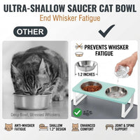 Upgraded Elevated Cat Bowls with Food Mat - Teal-2Bowls - image 2