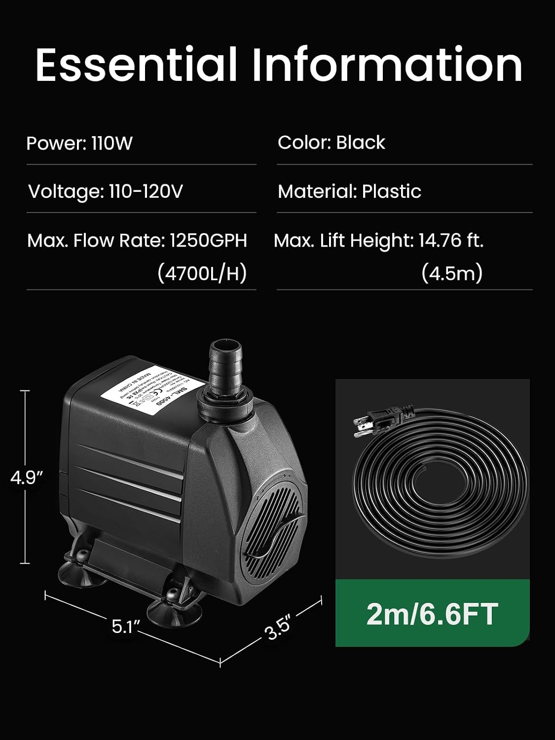 GROWNEER 2 Packs 550GPH Submersible Pump 30W Ultra Quiet Fountain - 1250GPH - image 3