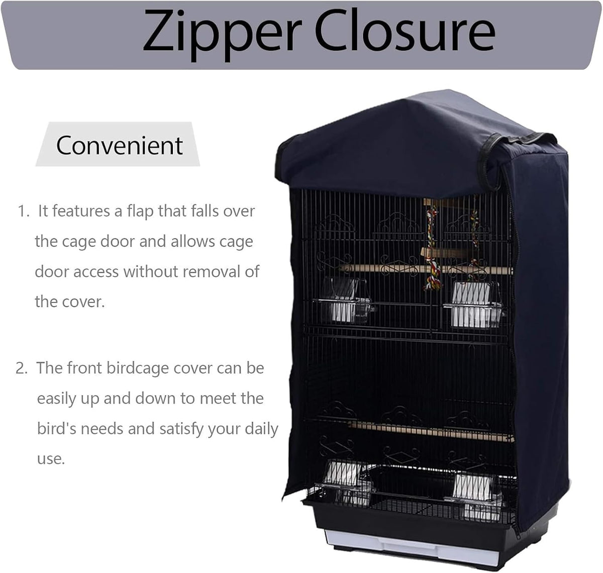 QBLEEV Bird Cage Covers, Breathable Blackout Birdcage Covers for Night – Essentials for Birds - Grey / 14.1"L X 18.5"W X 26.7"H - image 4