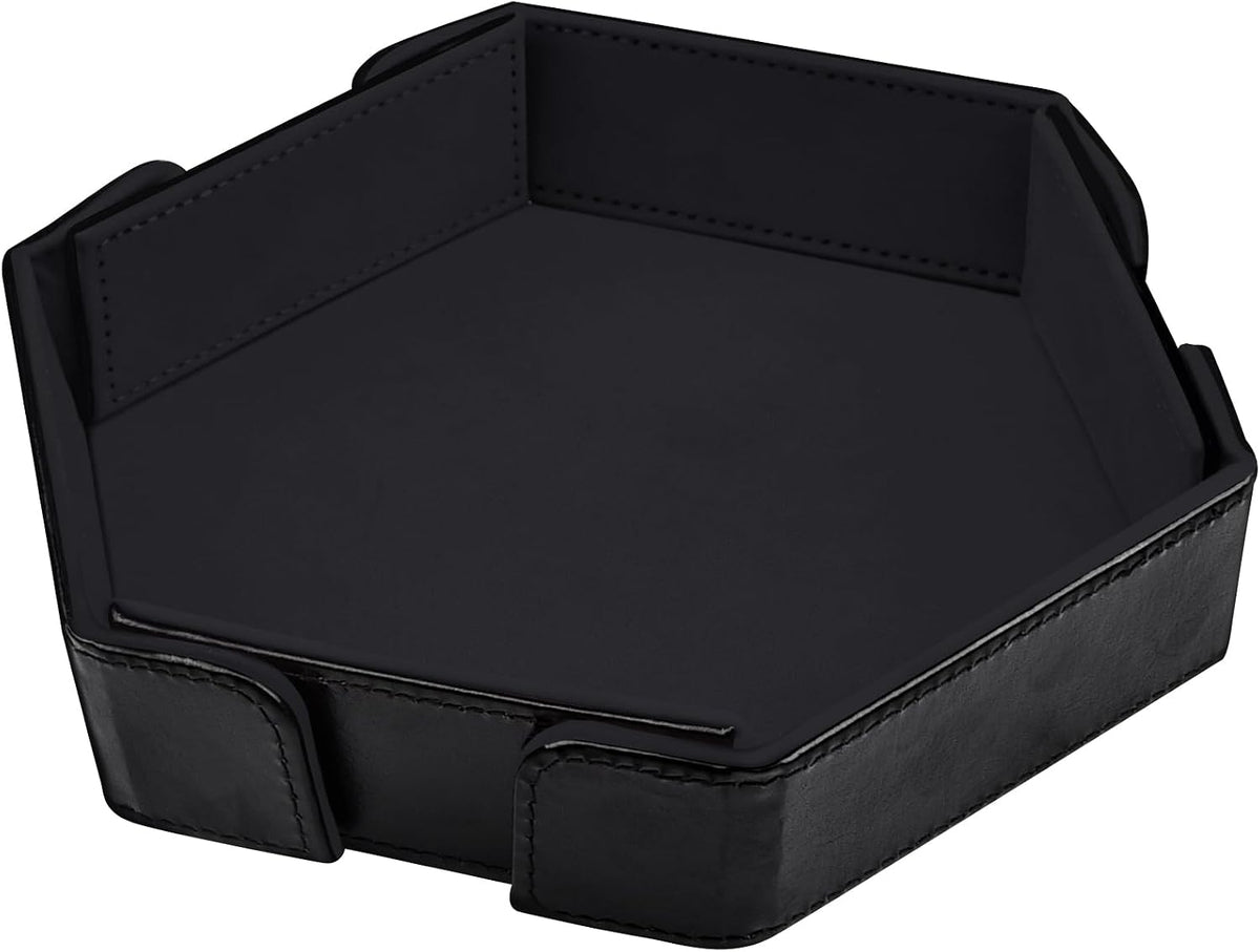 SIQUK magnetic folding hexagon dice tray in PU leather with velvet lining - view 4