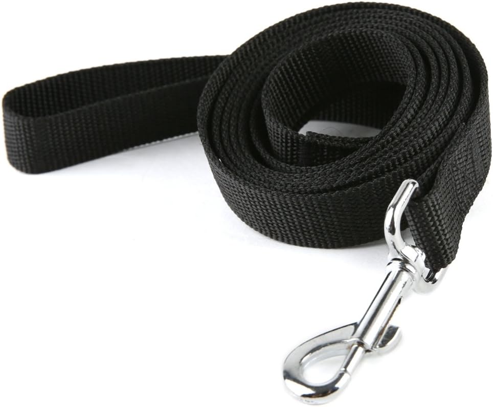 Nylon Dog Training Leash, Traction Rope - 1'' x 6 FT / Black