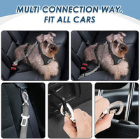 SlowTon Dog Seatbelt, 2 Pack Adjustable Heavy Duty Dog Safety Seat Belt – Essentials for Dogs - Grey / Seatbelt Clip + Carabiner - image 2