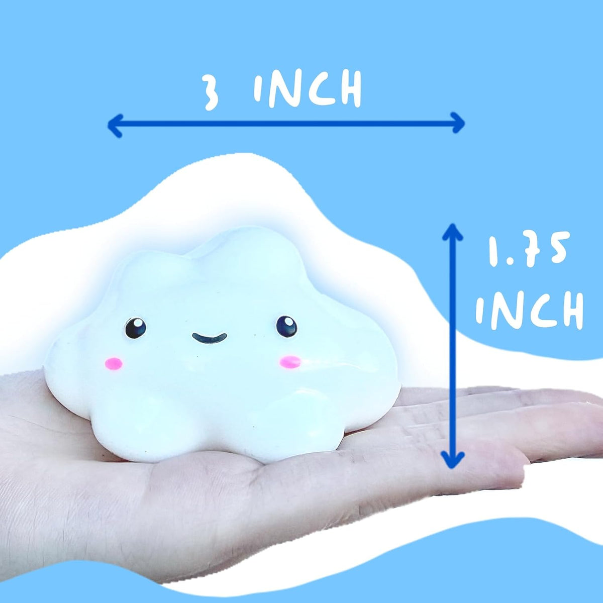 Premium Cloud Squishy Toy, Glow in the Dark Stress Ball - White - image 2