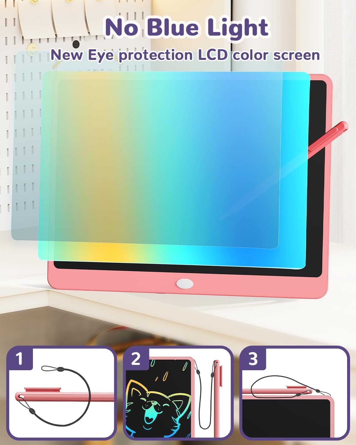ORSEN LCD Writing Tablet 10 Inch - Pink / 16 inch - image 3