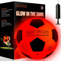 BATURU light up soccer ball size 5 with LED lights glowing at night