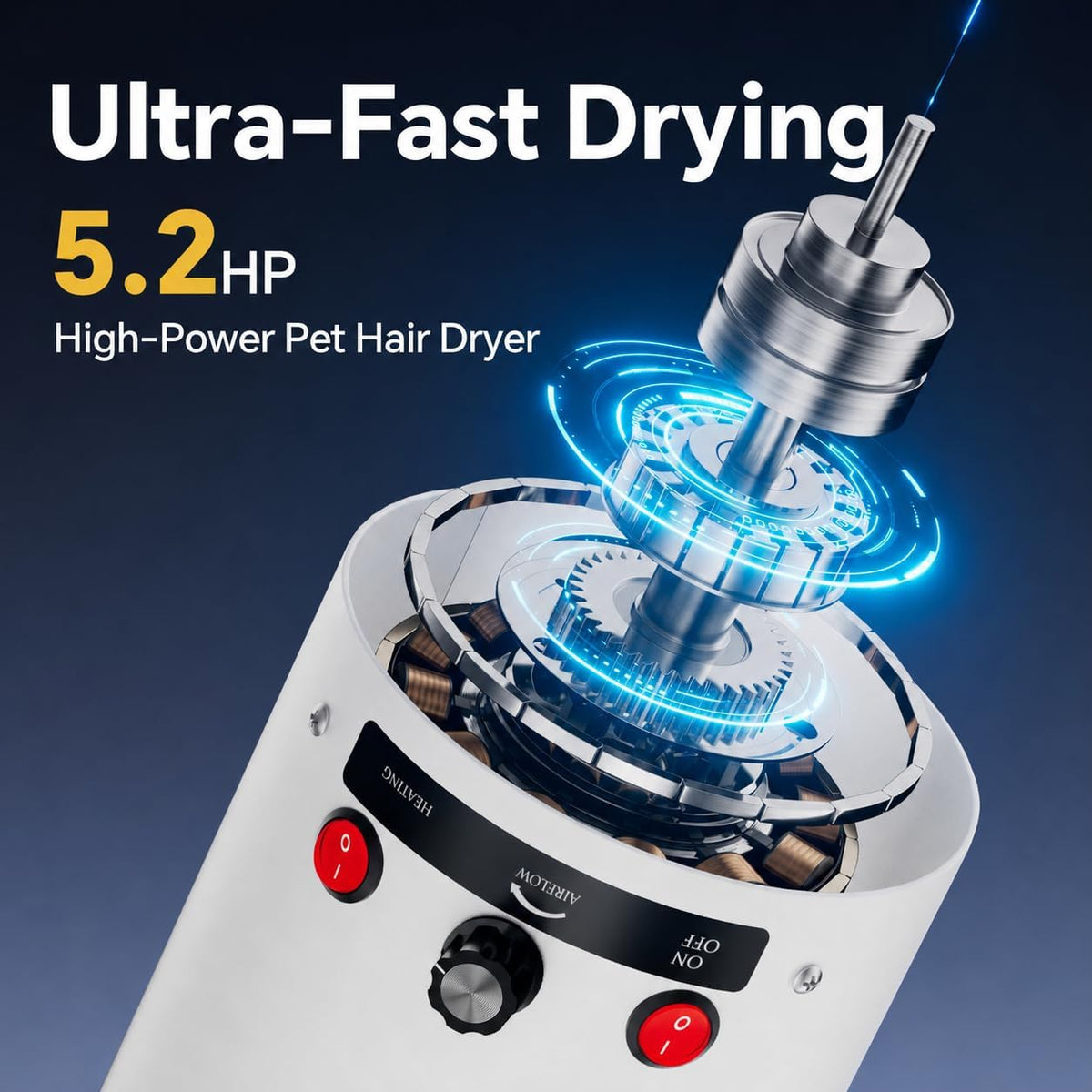 Dog Dryer High Velocity Dog Hair Dryer 5.2HP/3800W - White - image 2