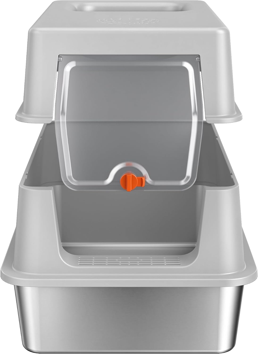 Enclosed Stainless Steel Litter Box - Light Grey-XL - image 3