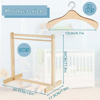 1 Set Doll Garment Rack with 10 Pcs Hangers Clothes Organizer - Wood / 22 - image 2