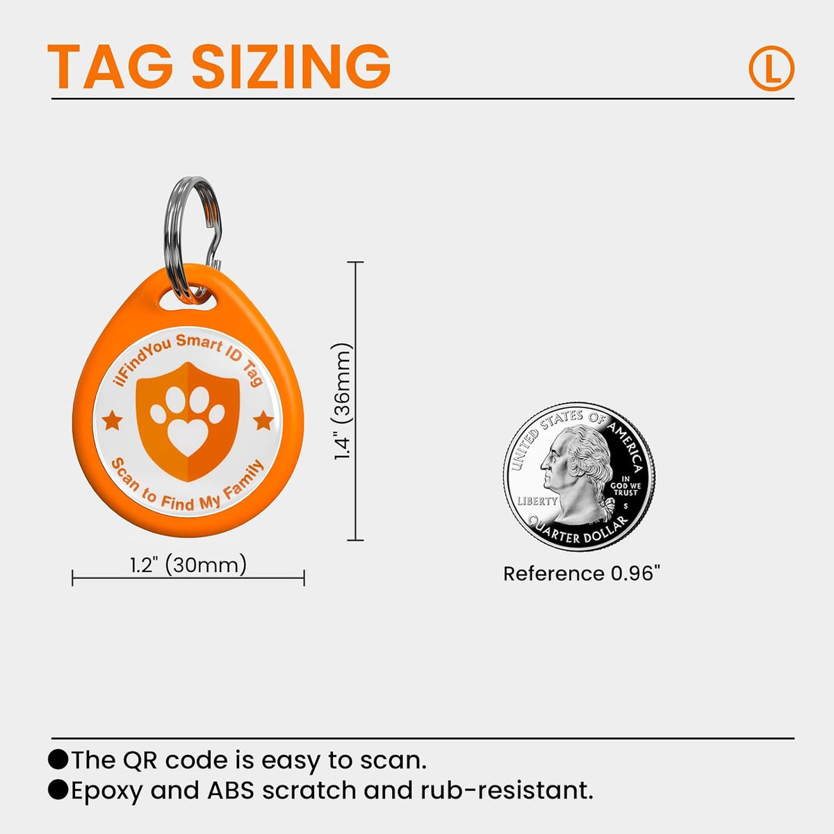 QR Code Cat Tags Personalized Small, Real-time Alerts, Pink – Essentials for Cats - 1 Pack Orange / Large-1.2"*1.4" - image 2