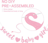 BEISHIDA Pre-Strung Glitter Champagne Girl Baby Banner Baby Shower - Dark Pink - image 2
