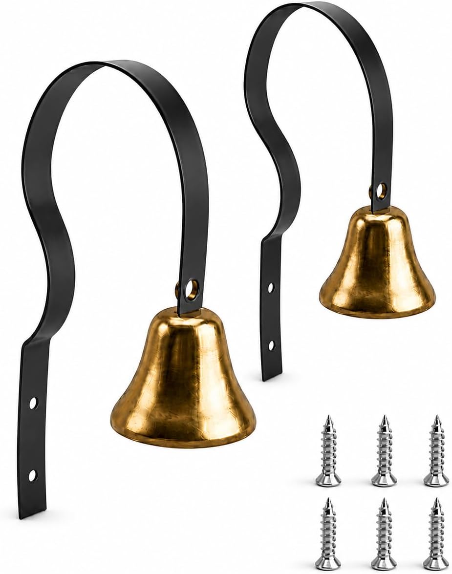 GoldTiger Fixed Metal Dog Doorbell for Potty Training - 2Pack Black