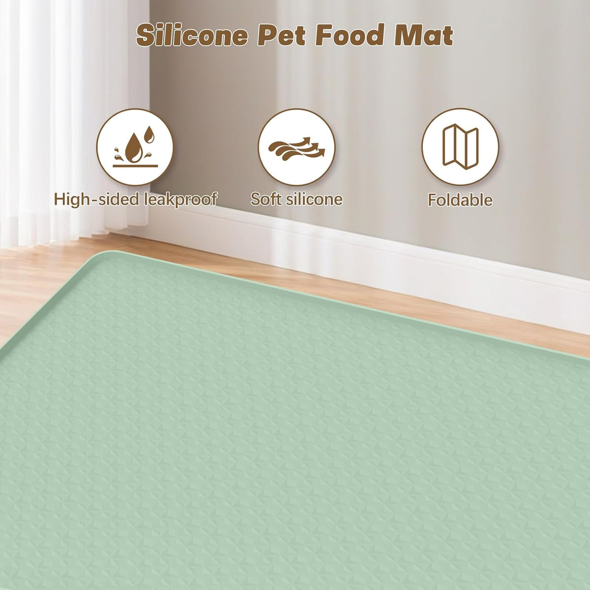 Cat Food Mat Extra Large Silicone Pet Bowl Mat 40''x28'' - Green / 51"L x 25.6"W - image 3