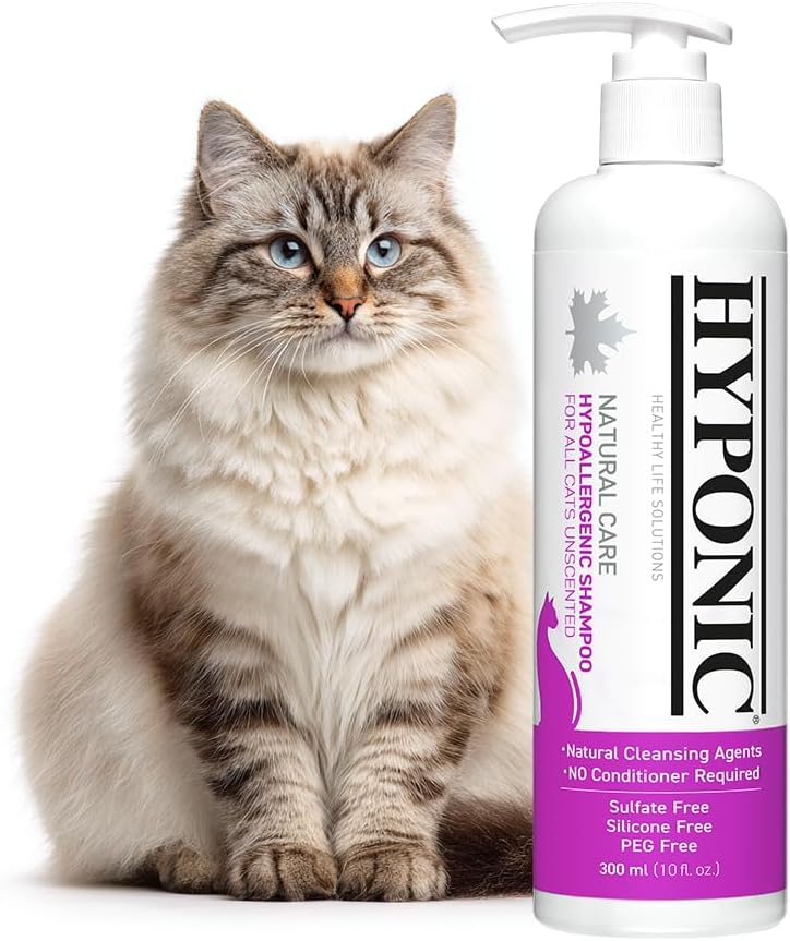 HYPONIC Hypoallergenic Premium Shampoo for All Cats - Unscented (10.14 oz)