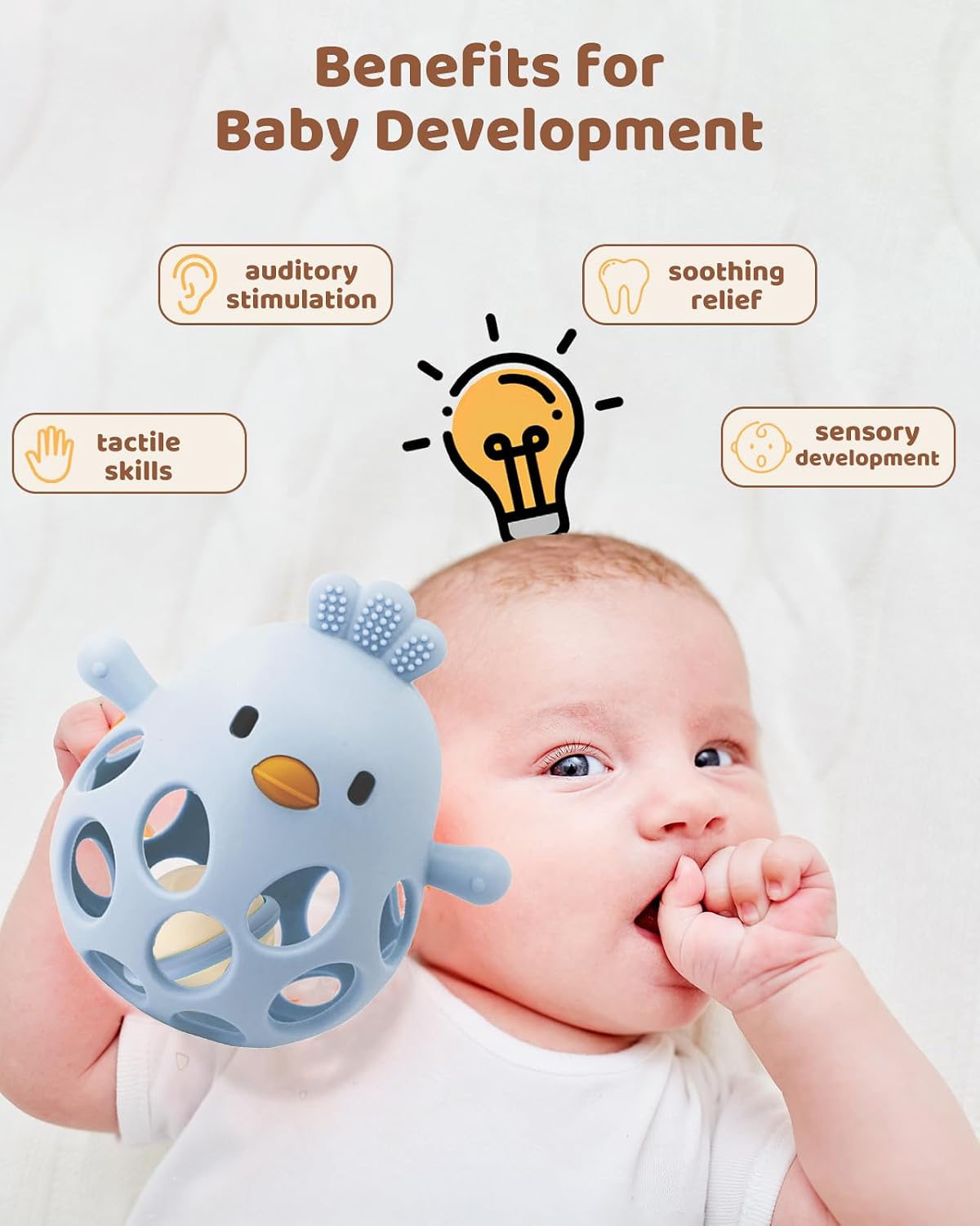 ChooKaChoo 2-in-1 Baby Teething Rattle Toy - Blue - image 3
