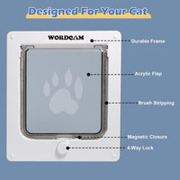 Wordcam X-Large Robust Cat Door for Interior/Exterior - White / Large - image 4
