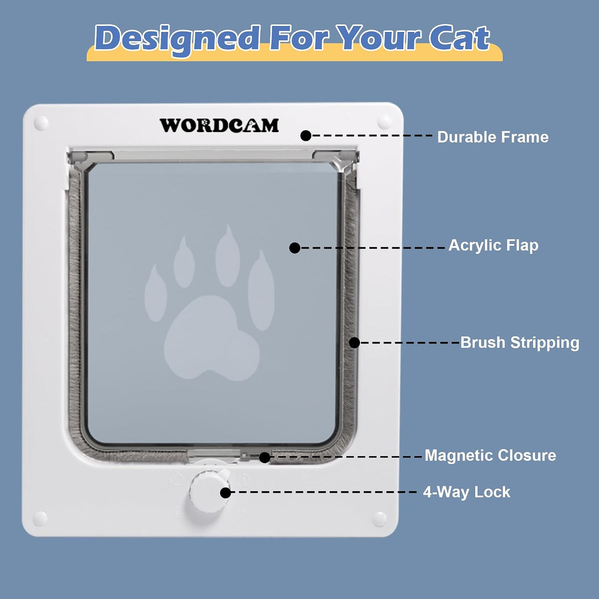 Wordcam X-Large Robust Cat Door for Interior/Exterior - White / Large - image 4