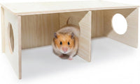 Hamster Peep Tunnel, 2-Chamber Wooden Hamster Hideout - Large for Syrian Hamster
