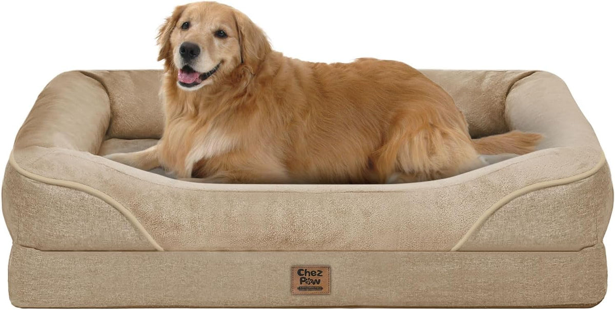 Waterproof Orthopedic Dog Bed for Large and Extra Large Dogs – Essentials for Dogs - Light brown / 42"L x 30"W x 7.5"Th