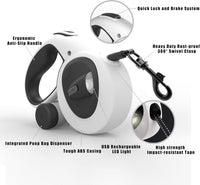 4-in-1 Retractable Dog Leash with LED Light & Dispenser & Poop Bags – Essentials for Dogs - Large - image 2