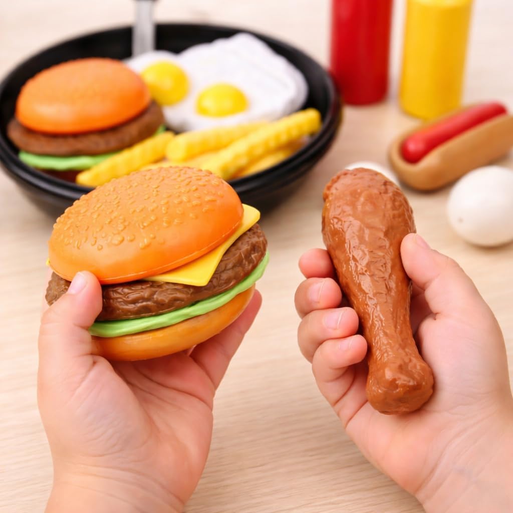 25 PCS Play Food Kids Toy Set with Frying Pan Skillet and Spatula - image 3