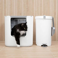 Modkat® XL Litter Box, Top or Front-Entry Configurable, Full Height Seamless Base, Reusable Litter Liners, Sifting Litter Scoop, 2X Bamboo Charcoal Filters - Gray