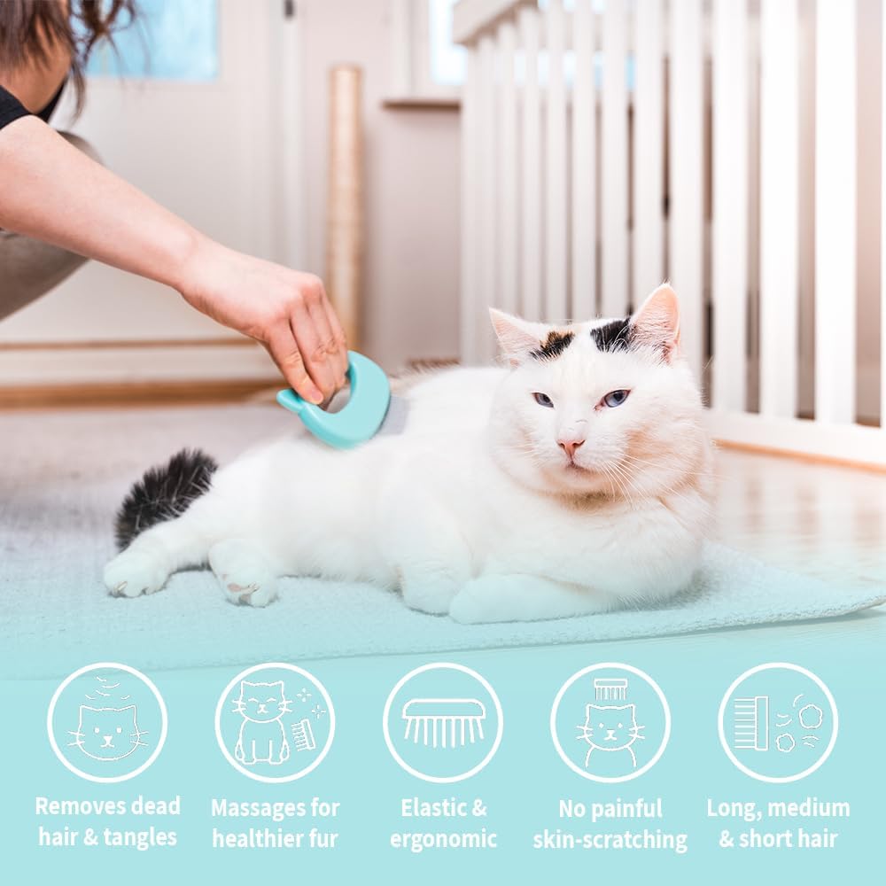The Original Pet Hair Removal Massaging Shell Comb – Essentials for Cats - Mint - image 2