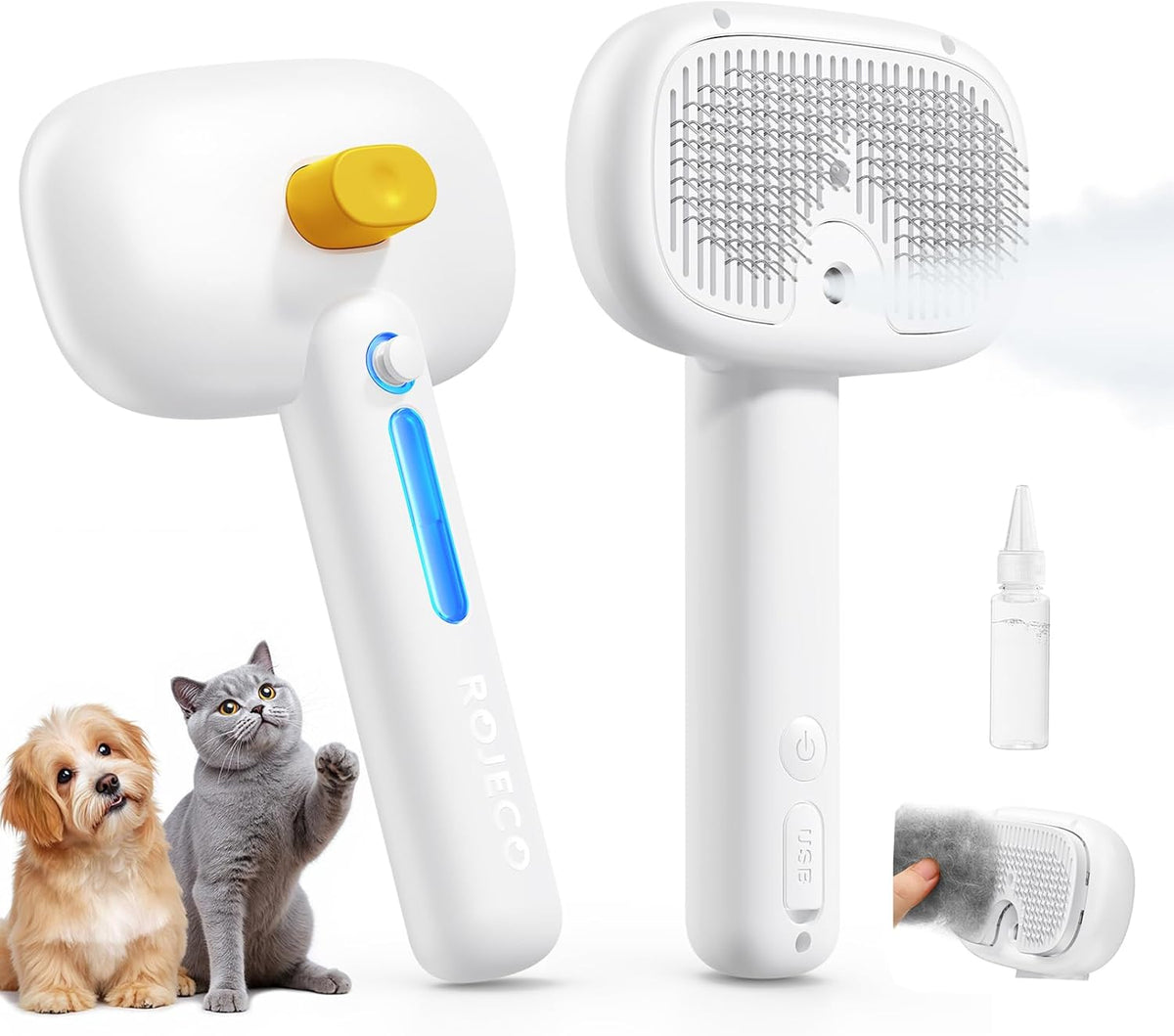 ROJECO 3-in-1 Pet Steam Brush - White