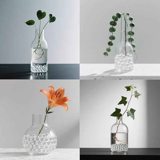 0.96LB Glass Beads Vase Filler Aquarium Gravel Decor Flat Glass Marbles Gems Pebbles Fish Tank Rocks Home Decorative Art Craft - Clear