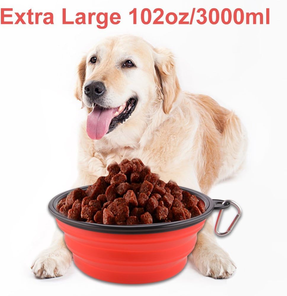 Extra Large Collapsible Dog Bowl, Foldable Travel Water Dish - Extra Large, 102oz / 102oz-Red - image 2
