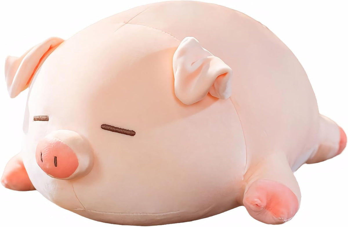 CHDGIOHA 15.7 inch pink kawaii pig stuffed animal plush pillow with round eyes - view 2