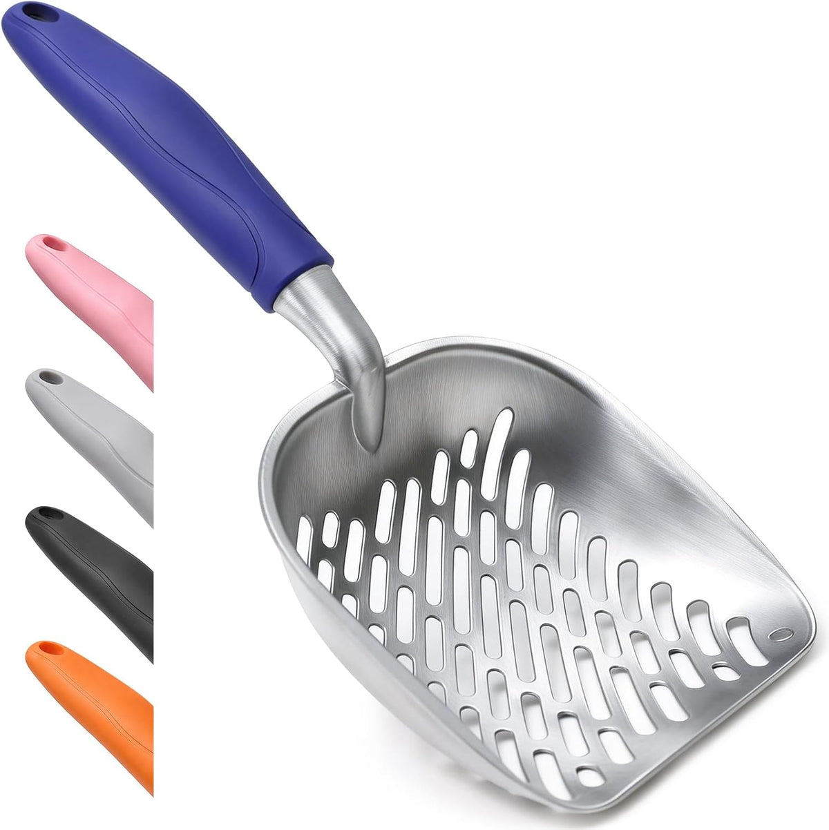 Cat Litter Scoop, Kitty Metal Scooper with Long Handle – Daily Care for Cats - Medium / Blue