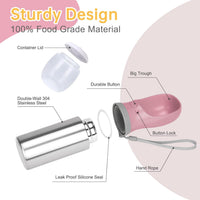 Portable Dog Water Bottle - Food container - Button switch / 14 OZ - Pink - image 2