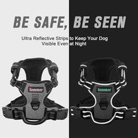 BARKBAY No Pull Dog Harness Front Clip Heavy Duty Reflective Easy Control Handle for Large Dog Walking(Dark Grey,S)
