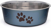 Loving Pets Bella Dog Bowls, Stainless Steel Dog & Cat Bowls - Blueberry / Large (35-65lbs)