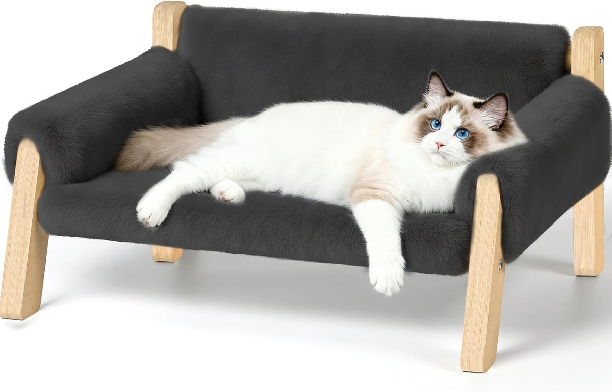 Elevated Cat Couch Bed for Indoor Cats - Dark Gray