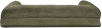 Furhaven Orthopedic Dog Bed for Large/Medium Dogs w/ Removable Bolsters & Washable Cover, For Dogs Up to 55 lbs - Faux Fur & Velvet Sofa - Dark Sage, Large