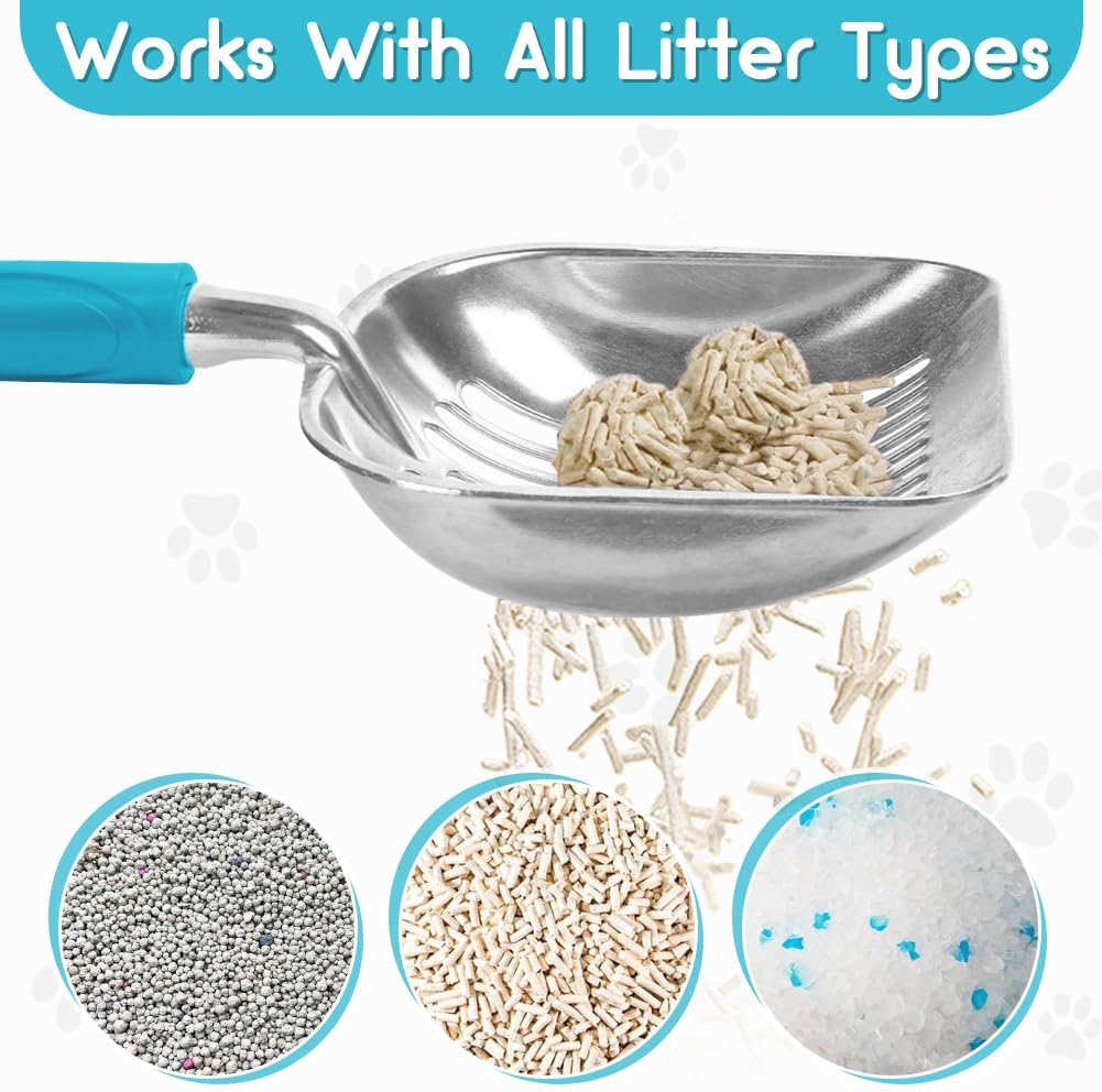 Showvigor Cat Litter Scoop, Metal Cat Scooper - Azure - image 3