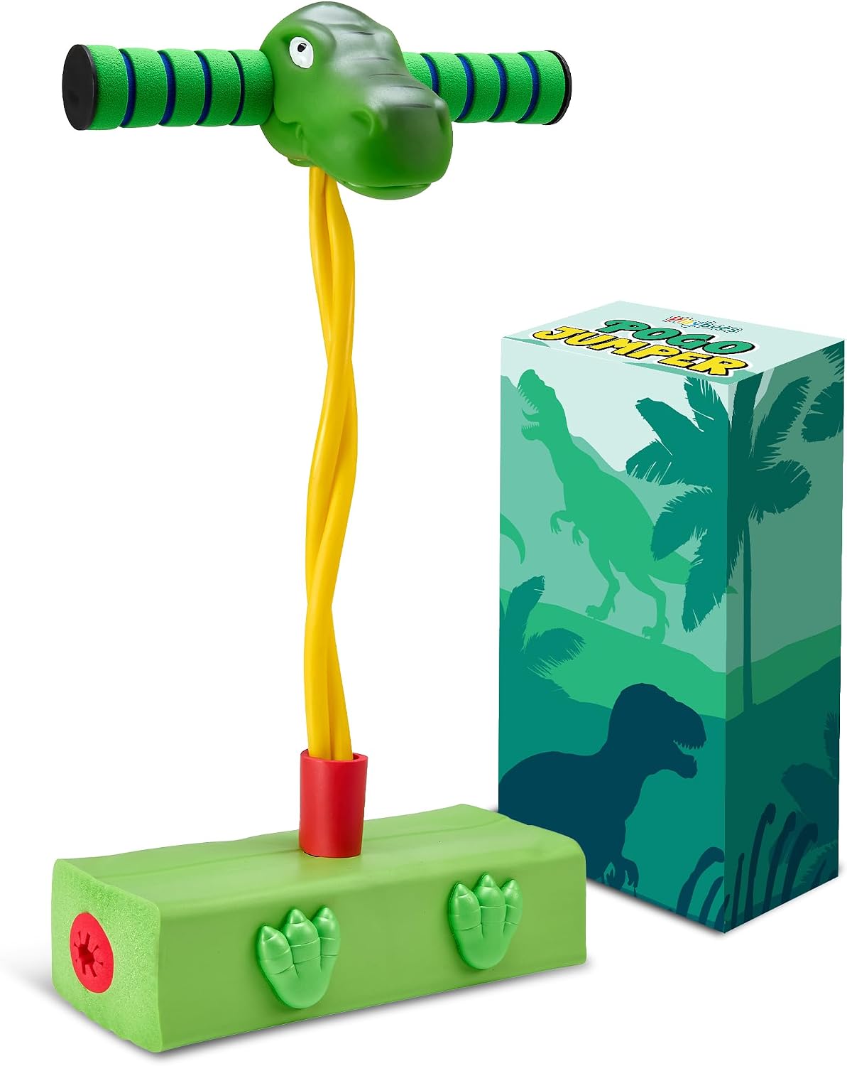 Playbees foam pogo stick for kids with soft dinosaur head and claws - view 2