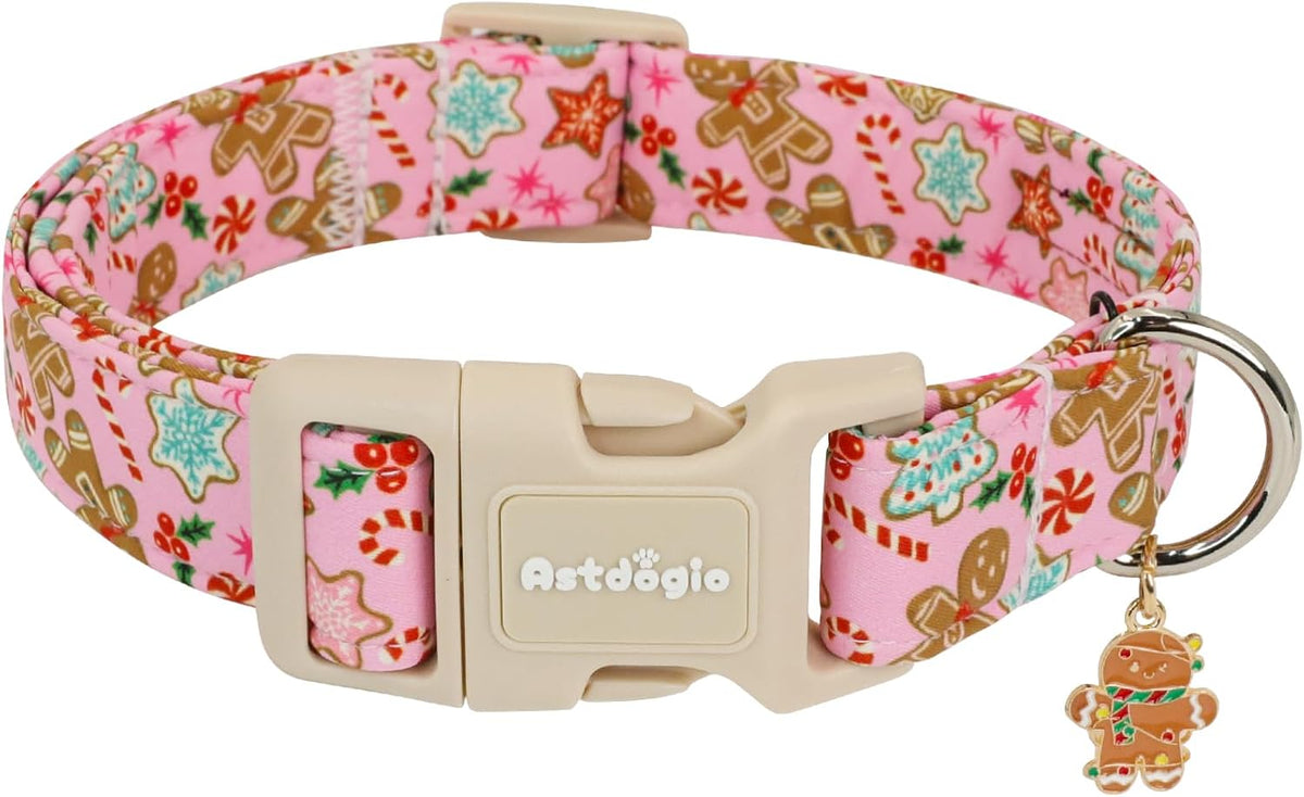 Medium Dog Collars for Male Dogs - Gingerbread on Blush / M