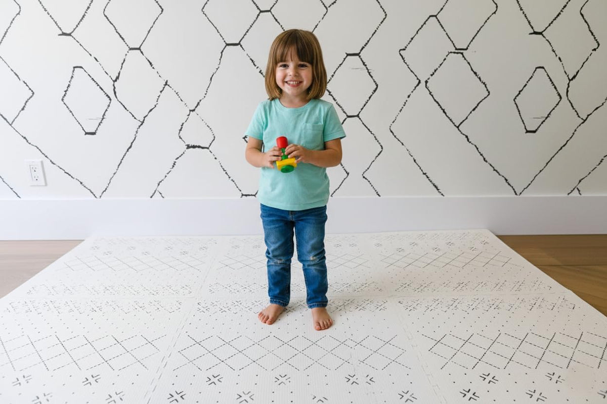 Yay Mats Stylish Extra Large Puzzle Play Mat, Thick, Soft, Non - Carter Mudcloth Tan - image 4