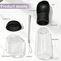 Portable Dog Water Bottle with Food Container - Black / 12oz - image 2