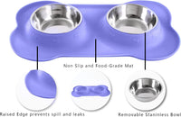 Hubulk Pet Dog Bowls 2 Stainless Steel Dog Bowl with No Spill - Purple / Small - image 3