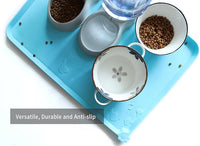 Hoki Found X-Large Silicone Pet Food Mats Tray - Non Slip Pet Dog Cat Bowl Mats Placemat - Dog Pet Cat Feeding Mat - Waterproof Dog Cat Food Mats -Pet Water Mats for Carpet - Arctic