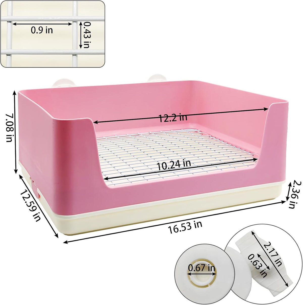 VCEPJH Extra Large Bunny Litter Box for Cage - Pink - image 3