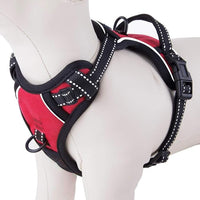 PHOEPET No Pull Dog Harness Medium Reflective Front Clip Puppy Vest with Handle,Adjustable 2 Metal Leash Attachment Hooks(M, Red)